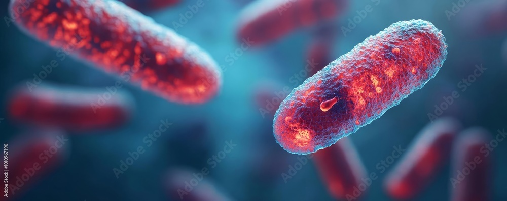 Bacterial toxins being released, pathogenic mechanisms, 3D rendering Bacterial toxins being released, pathogenic mechanisms, 3D rendering