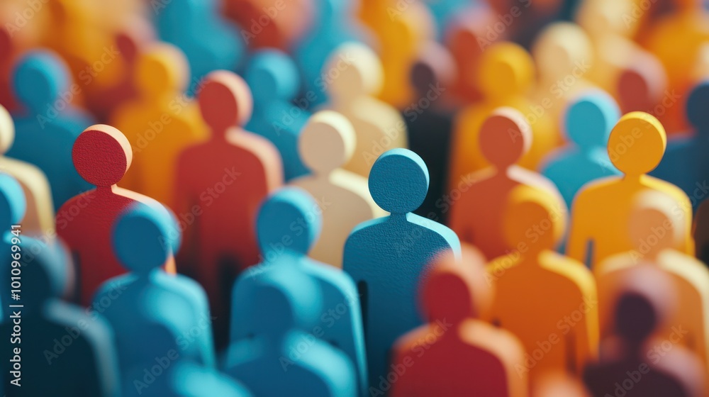 A group of people are standing in a line, with some of them wearing blue A group of people are standing in a line, with some of them wearing blue