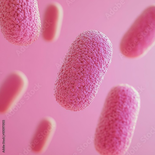 Gram-positive bacterial cell wall, peptidoglycan thickness, 3D illustration photo