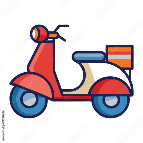 Retro Vintage Motorcycle Scooter actual colouring Isolated vector illustration or logo design