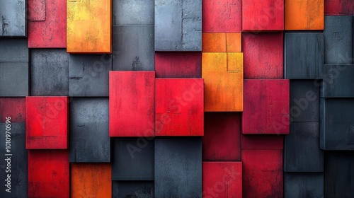 dynamic arrangement of abstract geometric blocks in various shades on a dark background creating a striking visual contrast and a sense of depth in a 3d rendered scene