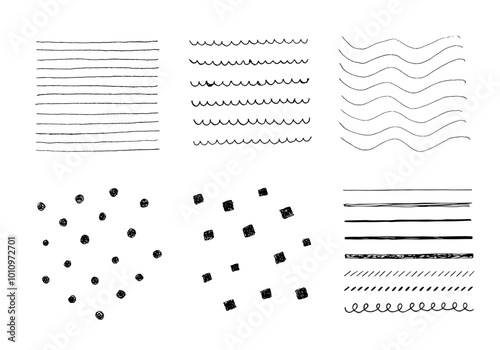 ラフに描いた手描きのいろんな模様セット2