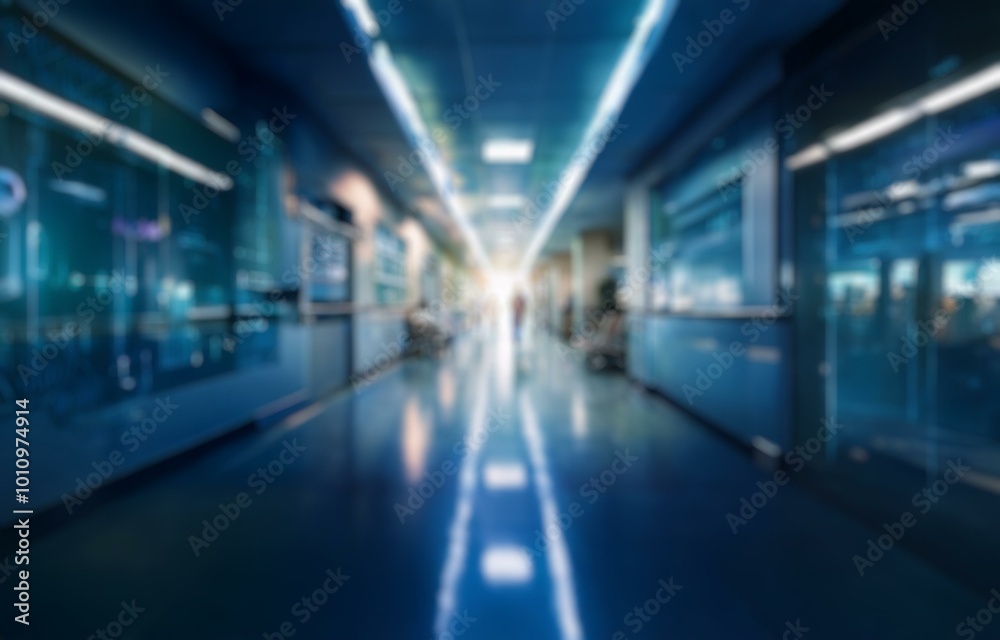Blurry view down a hospital corridor with a bright light source at the end. Blurry view down a hospital corridor with a bright light source at the end.