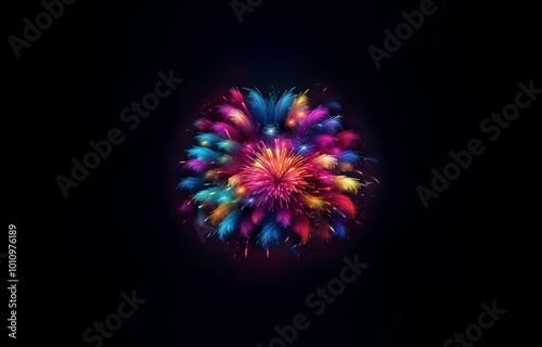 A colorful firework display bursts against a dark night sky.