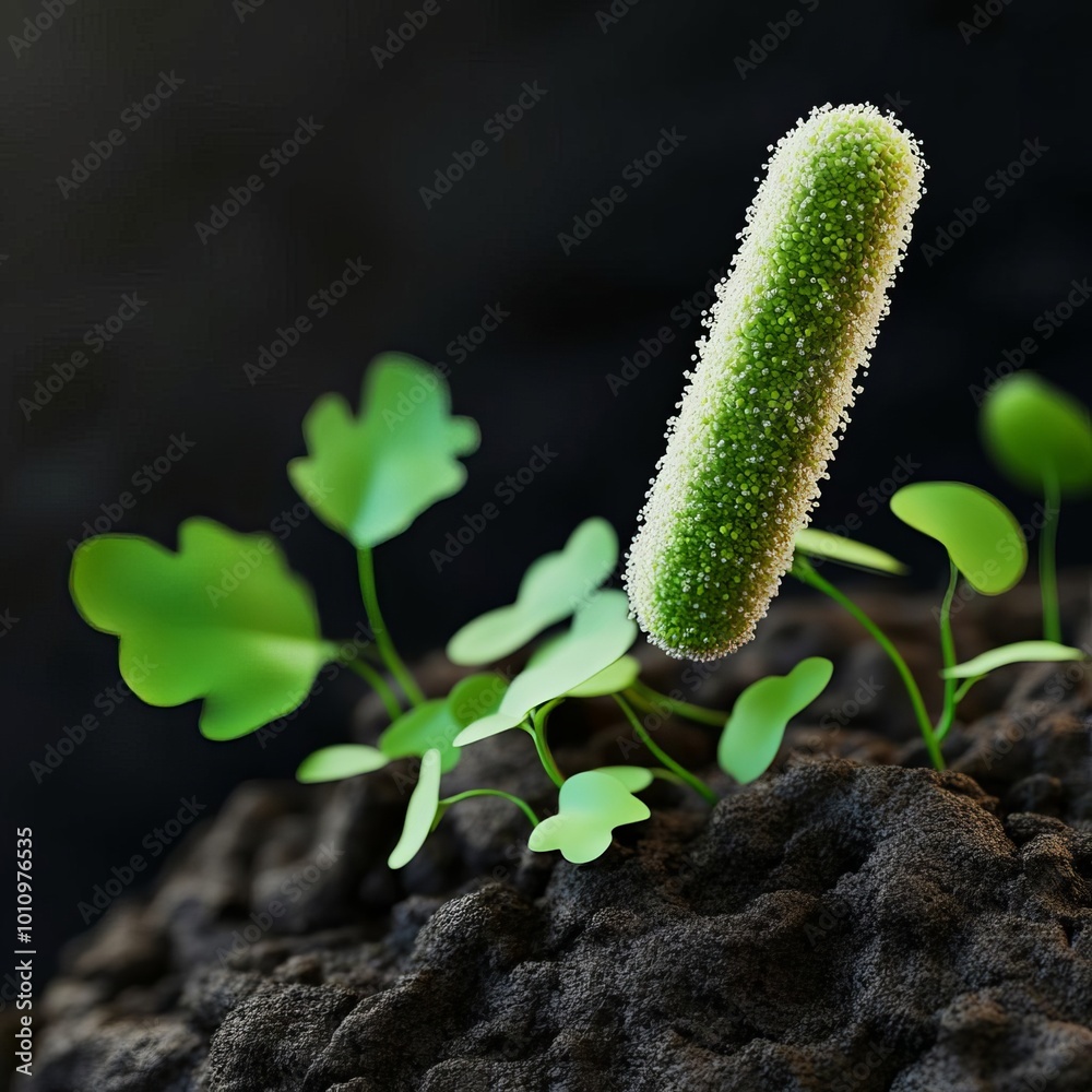 Fototapeta premium Prokaryotic nitrogen cycle contribution, bacteria in soil, 3D rendering