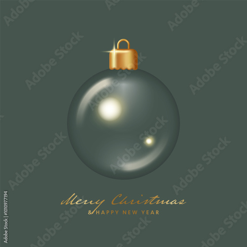 Christmas Transparent Glass Ball empty inside. 3D Realistic Vector illustration