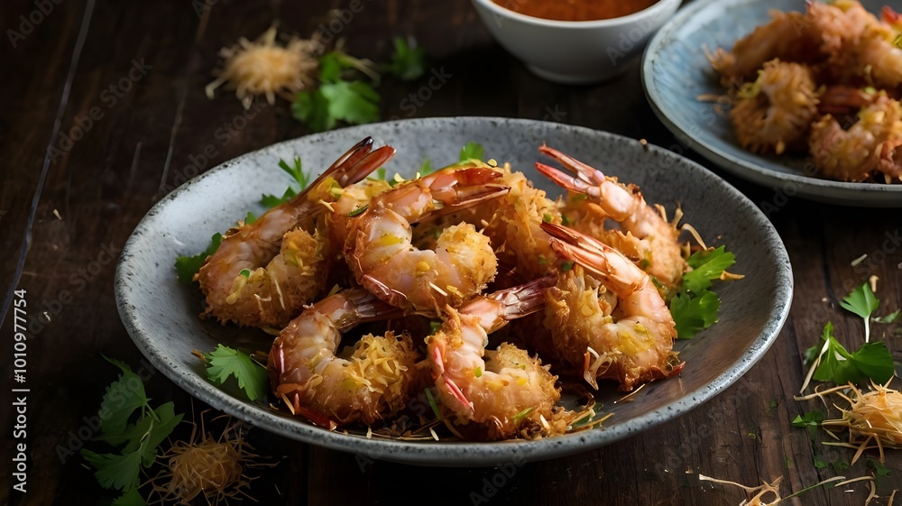 Fried shrimp, a delightful seafood dish, perfect for lunch or dinner, featuring crispy, golden-brown bites that deliver a satisfying and delicious fast food experience Fried shrimp, a delightful seafood dish, perfect for lunch or dinner, featuring crispy, golden-brown bites that deliver a satisfying and delicious fast food experience