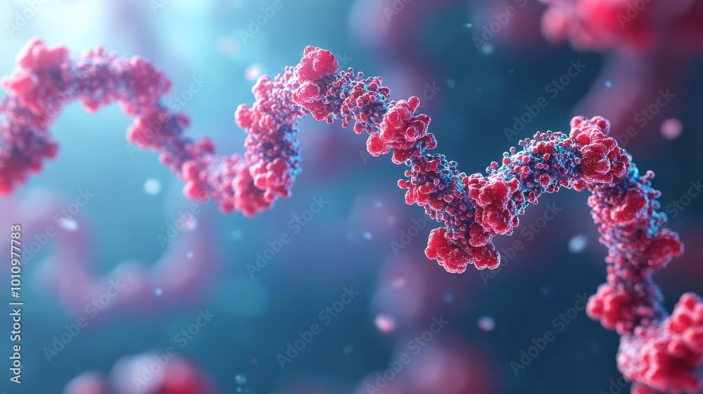 Prokaryotic protein synthesis, ribosome activity, 3D rendering Prokaryotic protein synthesis, ribosome activity, 3D rendering