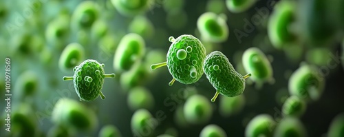 Prokaryotic symbiosis with plants, nitrogen-fixing bacteria, 3D rendering