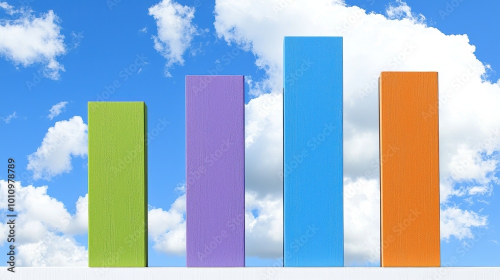 Colorful Bars Against Blue Sky and Clouds Colorful Bars Against Blue Sky and Clouds