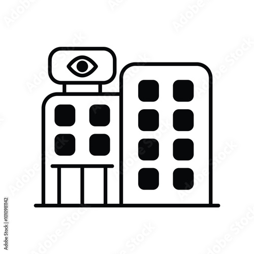 eye hospital glyph icon with white background vector stock illustration