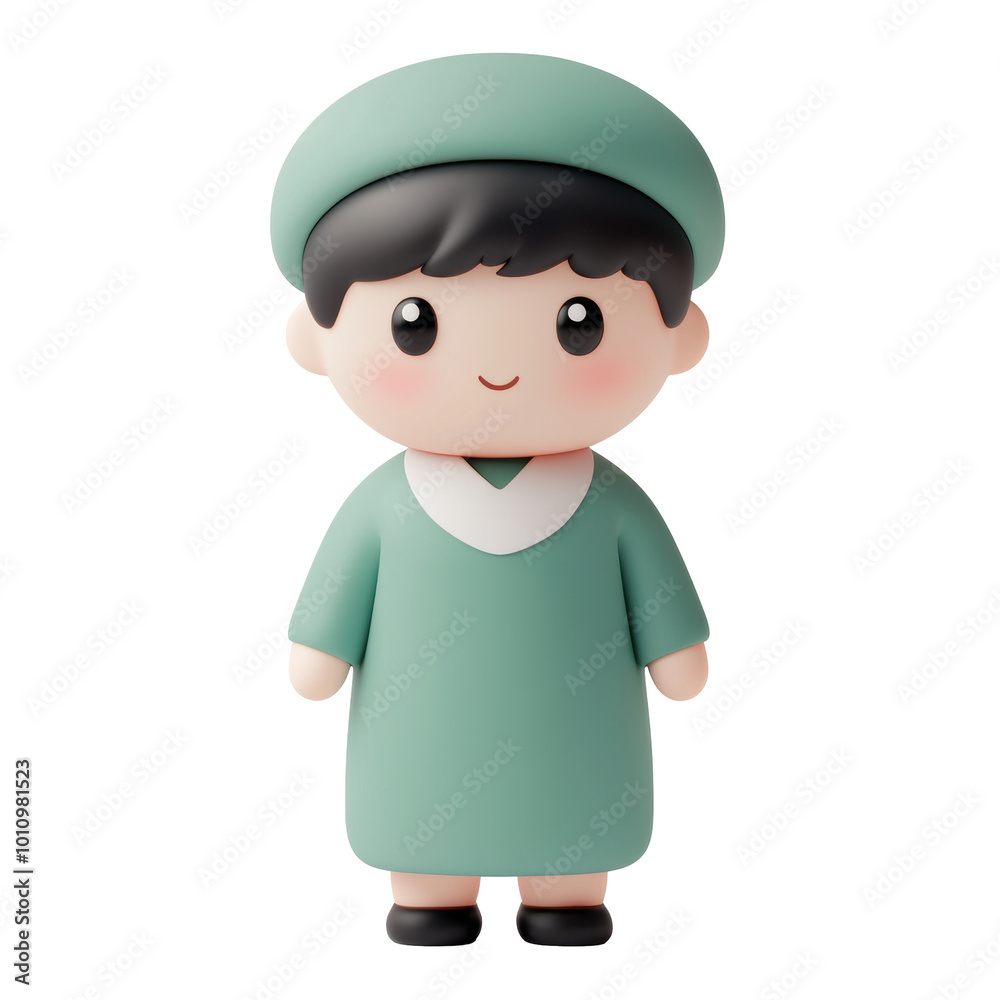 3D cartoon boy character wearing a traditional green outfit and cap. Perfect for cultural, traditional-themed illustrations or children's designs. Isolated on transparent background, png. 3D cartoon boy character wearing a traditional green outfit and cap. Perfect for cultural, traditional-themed illustrations or children's designs. Isolated on transparent background, png.