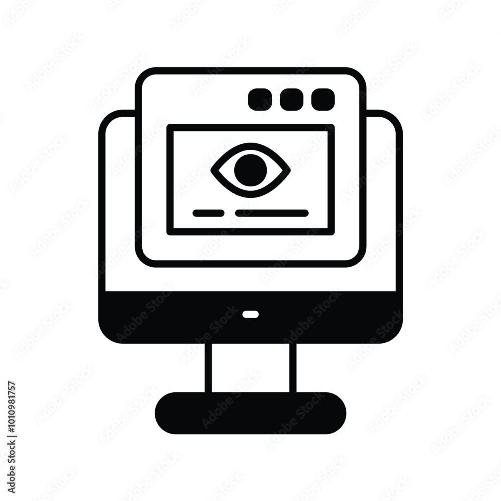 eye monitor glyph icon with white background vector stock illustration eye monitor glyph icon with white background vector stock illustration