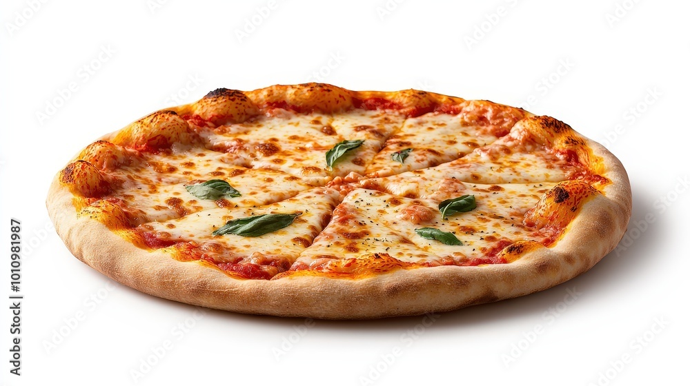 Classic Margherita Pizza with Fresh Basil Leaves Classic Margherita Pizza with Fresh Basil Leaves