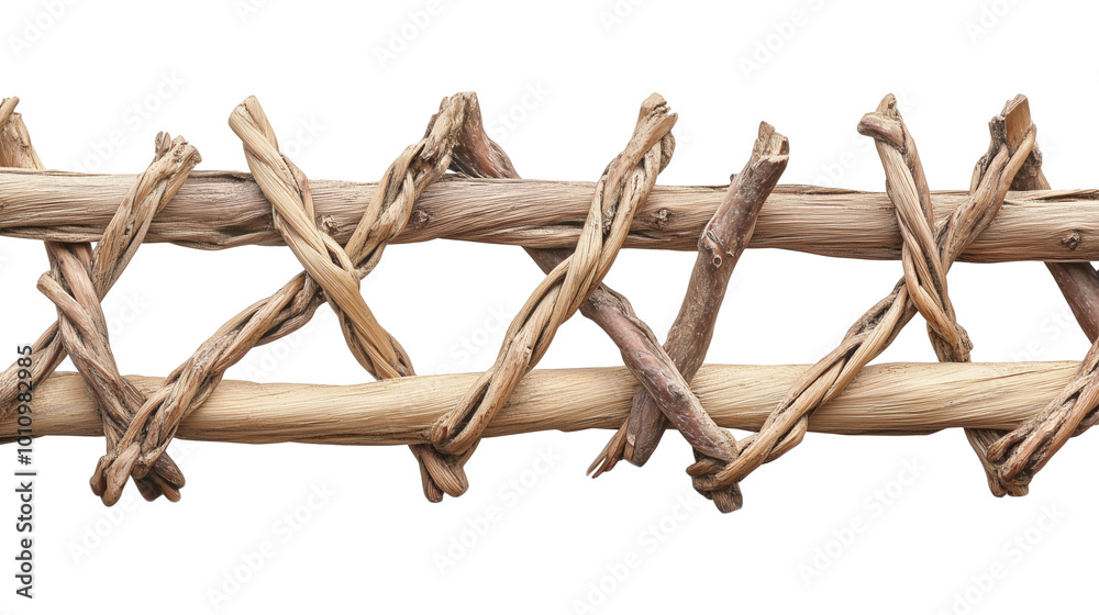 Woven willow fence with natural appearance isolated on transparent background, , clipping paths for design and decoration Woven willow fence with natural appearance isolated on transparent background, , clipping paths for design and decoration