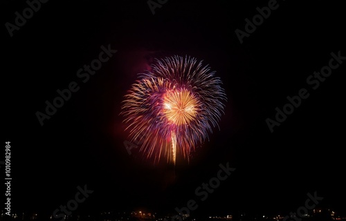 A firework display against a dark night sky.