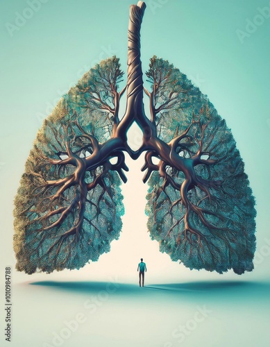 Obraz na płótnie Illustration of lungs in the form of a tree. AI generated.
