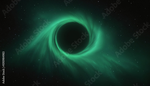 Circle shaped aurora in the night sky, alien planet and space