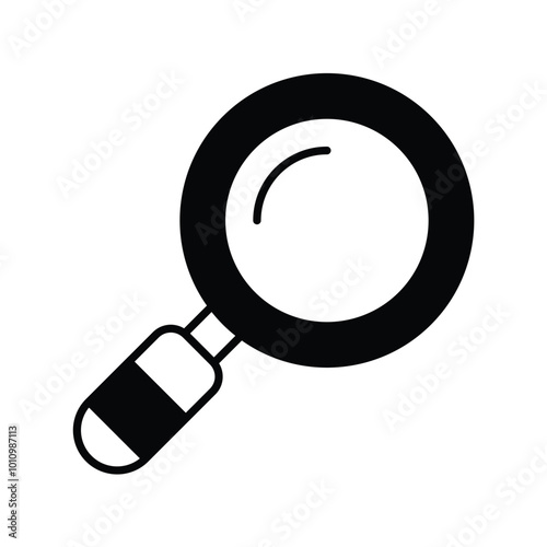 magnifying glass glyph icon with white background vector stock illustration