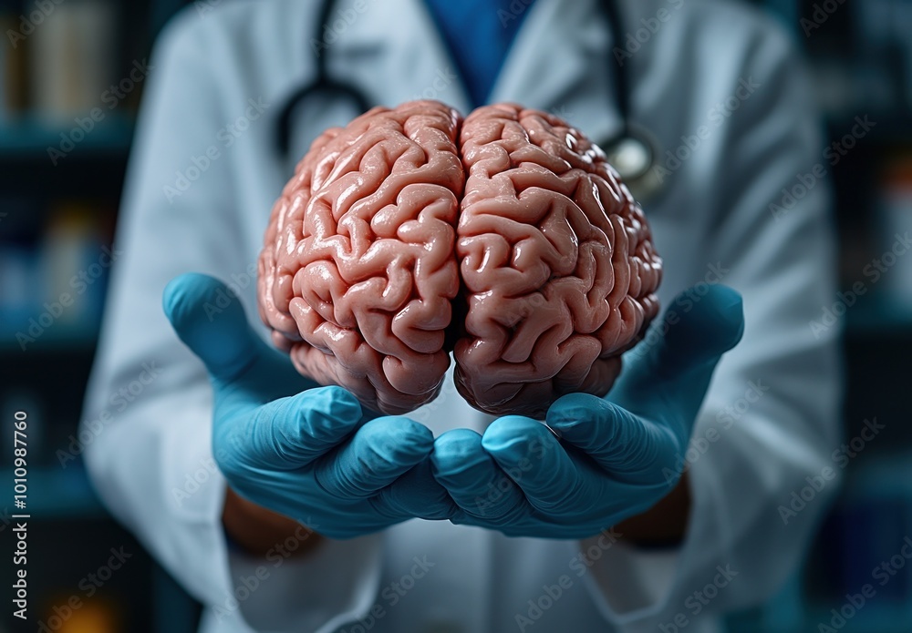 custom made wallpaper toronto digitalDoctor Holding a Brain Model