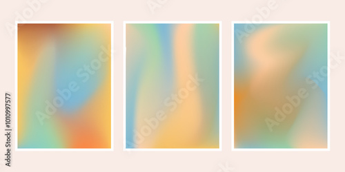 Minimal liquid waves with vibrant retro colors. Gradient background collection with colorful waves. Set of mesh gradient backgrounds for modern web and print use.