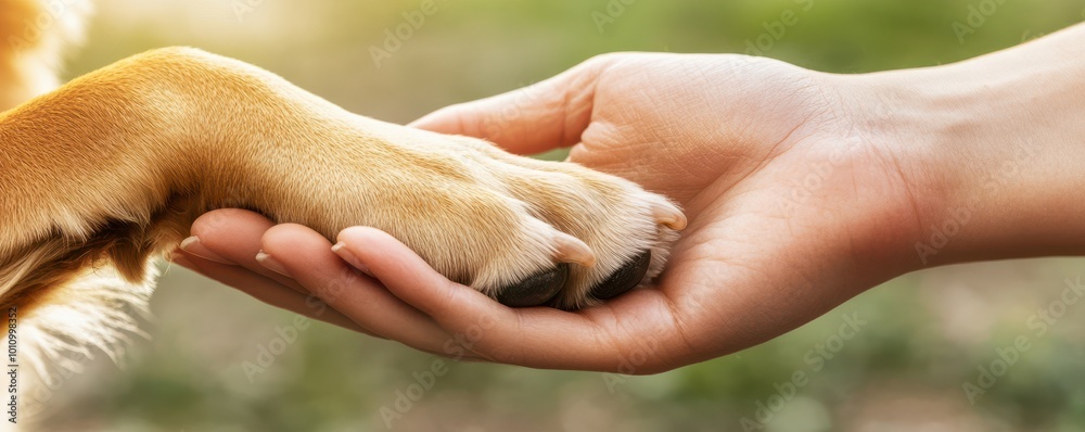 A gentle moment between a dog and a human, showcasing their bond as the human's hand cradles the dog's paw. A gentle moment between a dog and a human, showcasing their bond as the human's hand cradles the dog's paw.