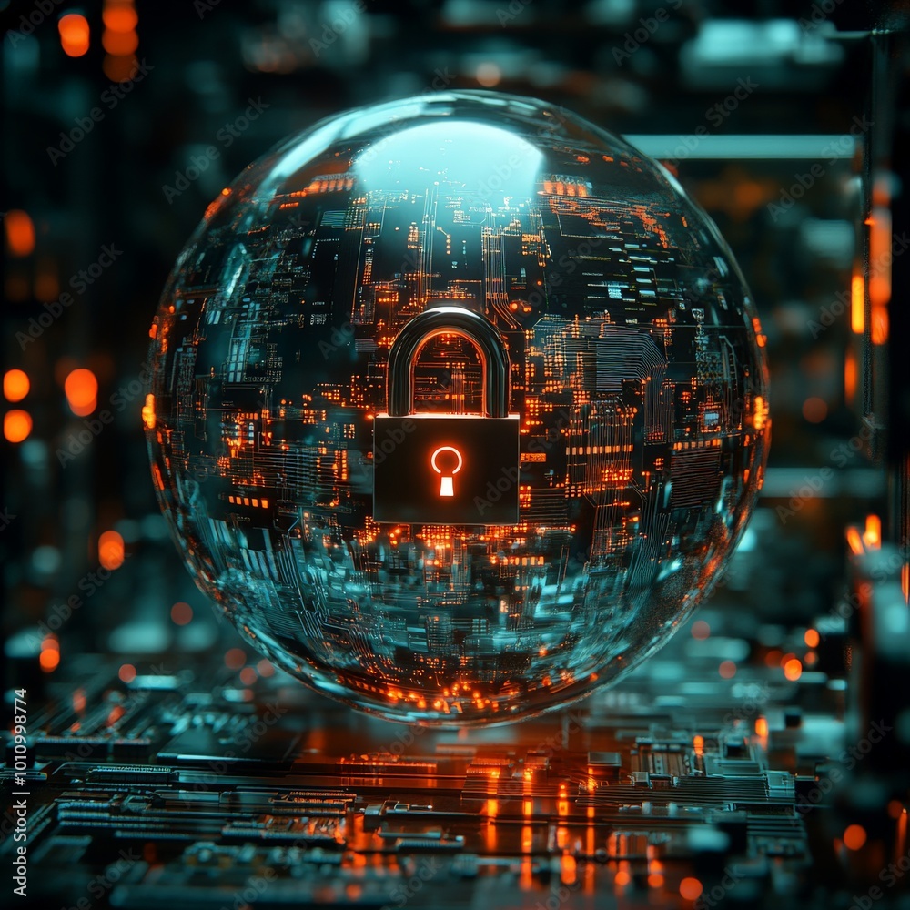 Global Digital Security with Glowing Padlock Symbol on Secure Technology Network Global Digital Security with Glowing Padlock Symbol on Secure Technology Network