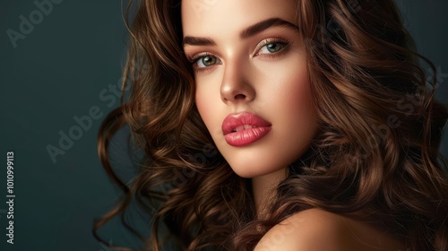 Luminous Beauty: a stunning brunette supermodel with gorgeous hair, highlighting her radiant and elegant look.