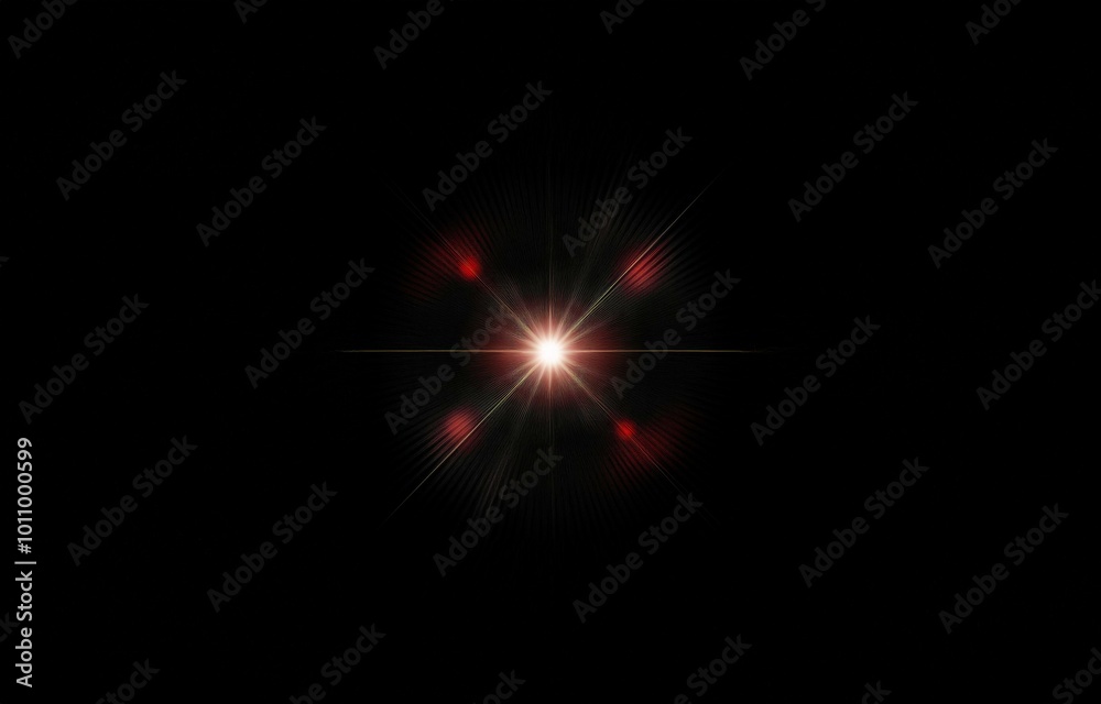 Obraz premium A bright white light with rays of light radiating outward, with slight red glow surrounding it.