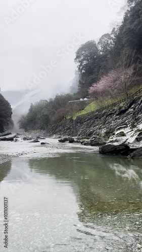 water flowing over rocks photo