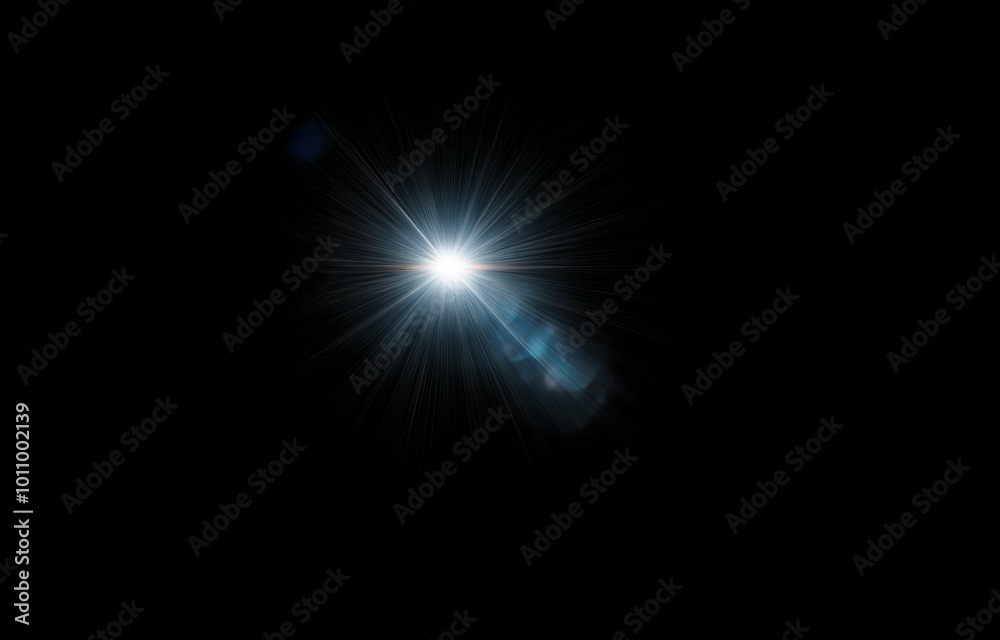 A bright white light with radiating beams of light against a black background. A bright white light with radiating beams of light against a black background.