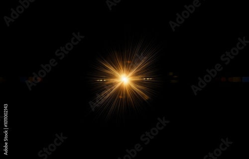 A bright golden light bursts from the center of the image, radiating out in all directions.