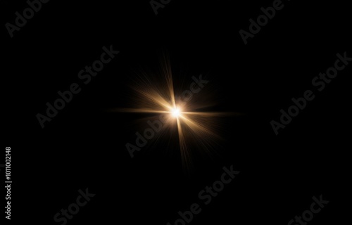 Wallpaper Mural A bright golden light source with radiating beams in a dark background. Torontodigital.ca