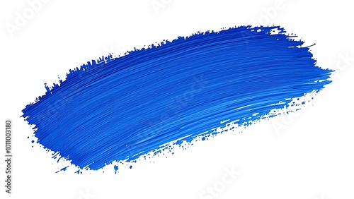 Blue paint brush stroke on white background. 