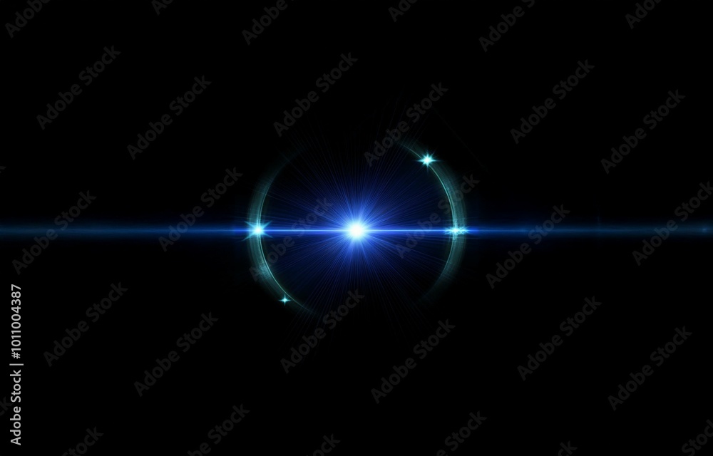 A bright blue light shines in the center of a black background, surrounded by radiating lines and a faint blue circle. A bright blue light shines in the center of a black background, surrounded by radiating lines and a faint blue circle.