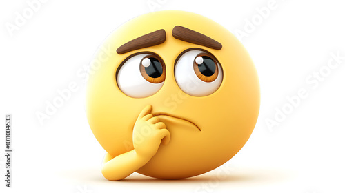 3D Confused Yellow Face Emoji
