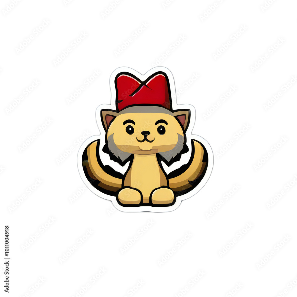 Adorable Cartoon Cat with Red Hat Adorable Cartoon Cat with Red Hat