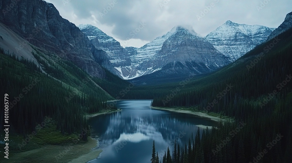 Serene Mountain Landscape with Calm Waters Serene Mountain Landscape with Calm Waters