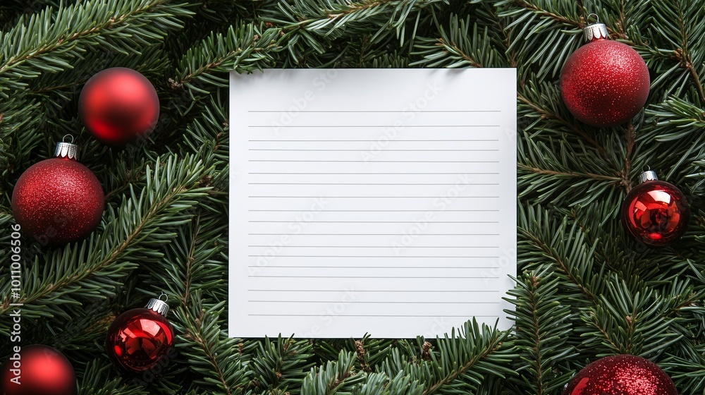 An empty letter paper with Christmas decorations around. An empty letter paper with Christmas decorations around.