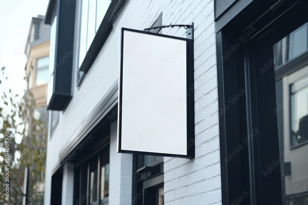 black empty outdoor hanging business signage on the side of the building, black empty outdoor hanging business signage on the side of the building,