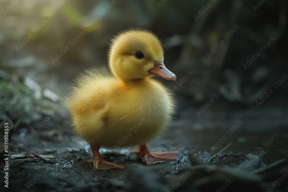 Yellow duck on dirt field Yellow duck on dirt field
