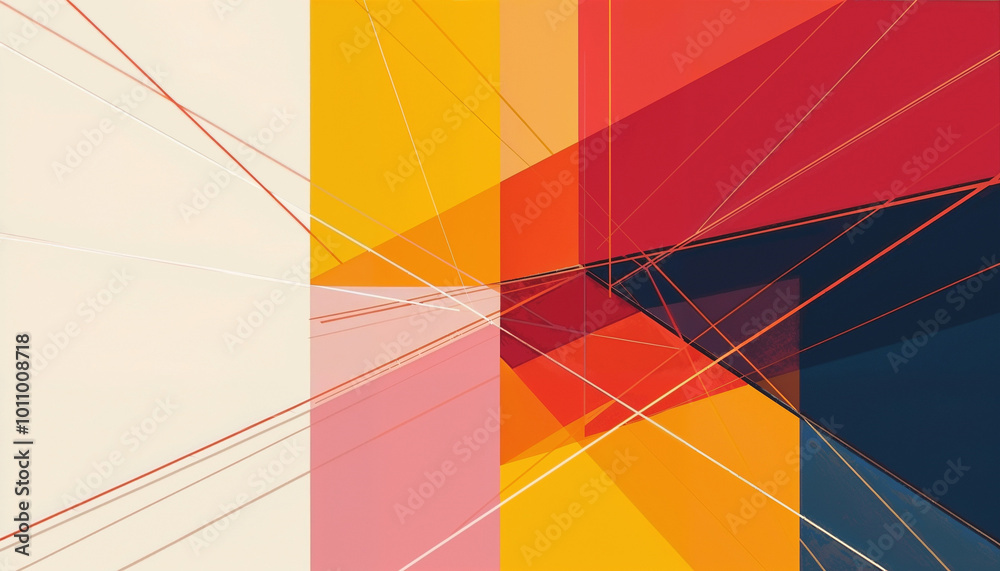 Fototapeta premium Abstract colorful composition with intersecting lines and geometric shapes in a modern style