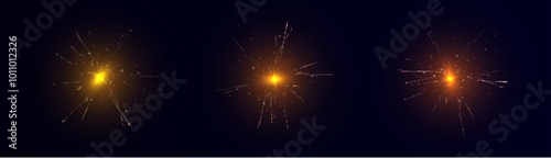 Sparkler Light. Realistic Sparklers. Magical Christmas Lights for Web Design and Illustrations