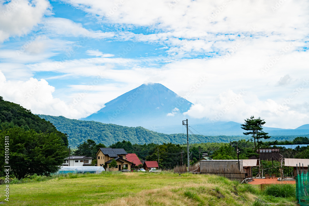 Saiko Iyashi no Sato Nenba, traditional village with Mount Fuji view, in Fujikawaguchiko, Saiko, Japan Saiko Iyashi no Sato Nenba, traditional village with Mount Fuji view, in Fujikawaguchiko, Saiko, Japan