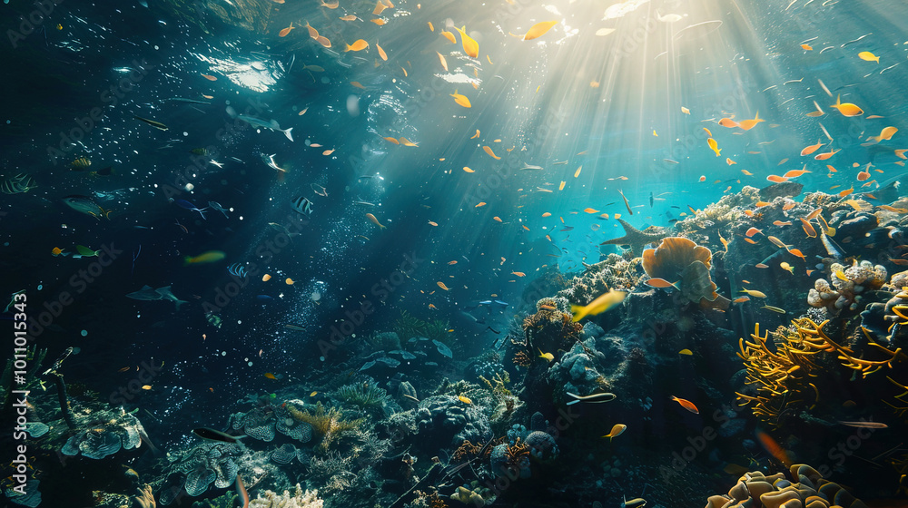 deep ocean view with full of trash deep ocean view with full of trash