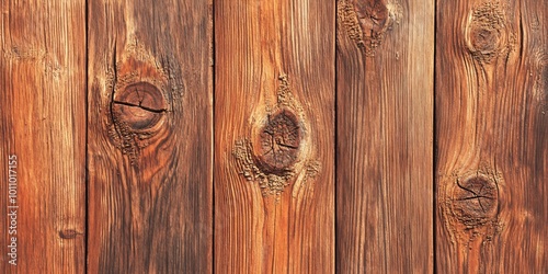 Close-up of aged, brown wood grain with knots, weathered texture.