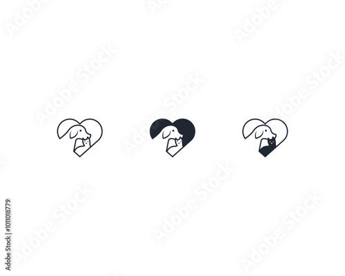 Dog and cat logo design template vector, line of pet logo design suitable for pet shop, store, cafe, business, hotel, veterinary clinic, Domestic animals vector illustration logotype, sign or symbol