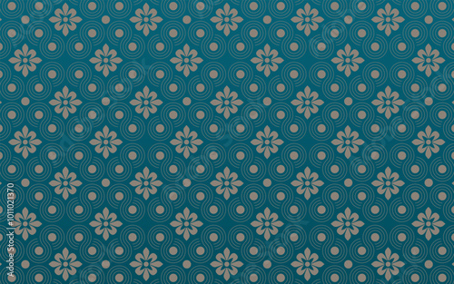 Blue gorgeous background with beautiful floral pattern.