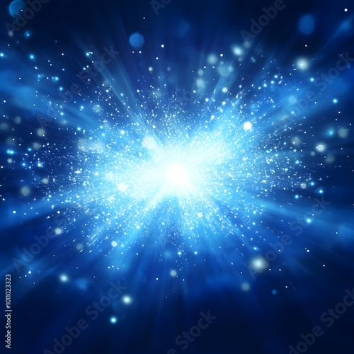 abstract blue background. explosion star, generative ai