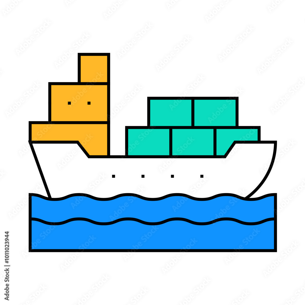 ship shipping containers line icon vector. ship shipping containers sign. isolated symbol illustration ship shipping containers line icon vector. ship shipping containers sign. isolated symbol illustration